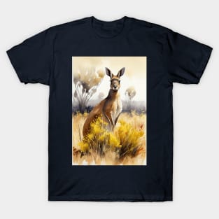 Watercolor Kangaroo: Delightful Australian Wildlife Art T-Shirt